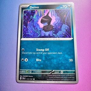deino - 117/191 (common) — pokemon: surging sparks